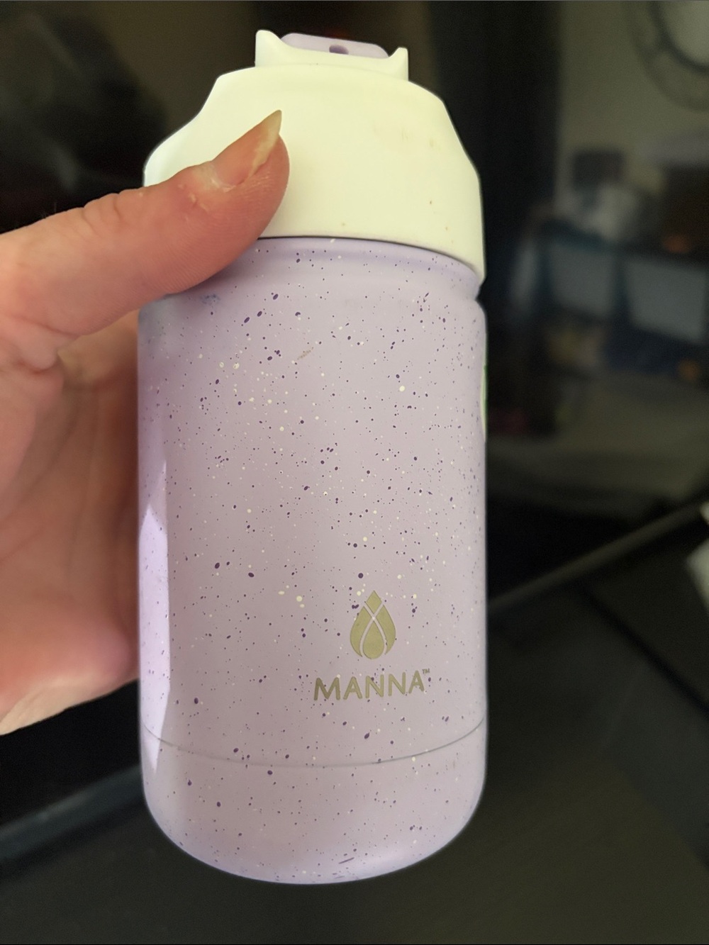 Speckled Lavender Insulated Bottle Lid with White Top